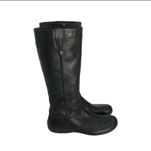 Geox black leather knee high flat minimalist all weather giro core boots size 40